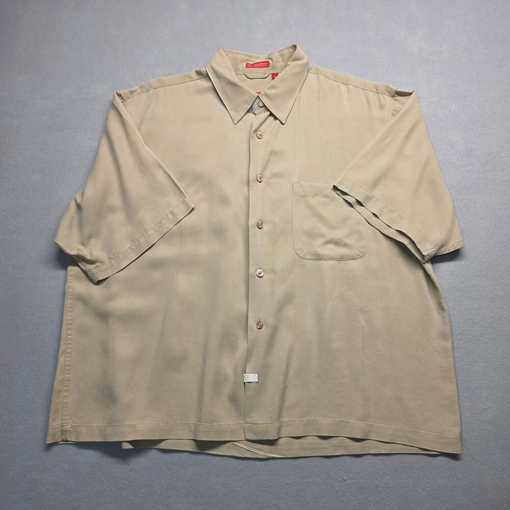 Izod Tencel Lyocell Short Sleeve Button Down Tan XL Resort Shirt